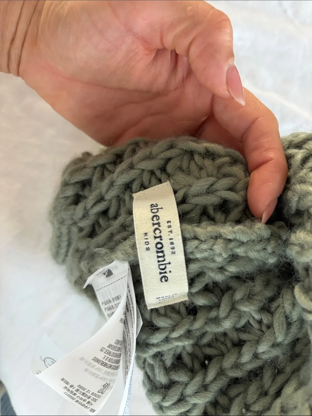 Abercrombie & Fitch Kids Chunky Knit Pom Beanies - Gray, Olive, Pink